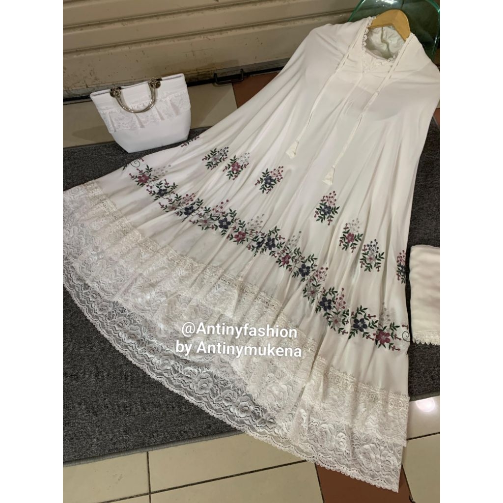 Mukena bordir indara/ mukena bordir katun rayon twill premium/ mukena bordir premium/mukena cantik m