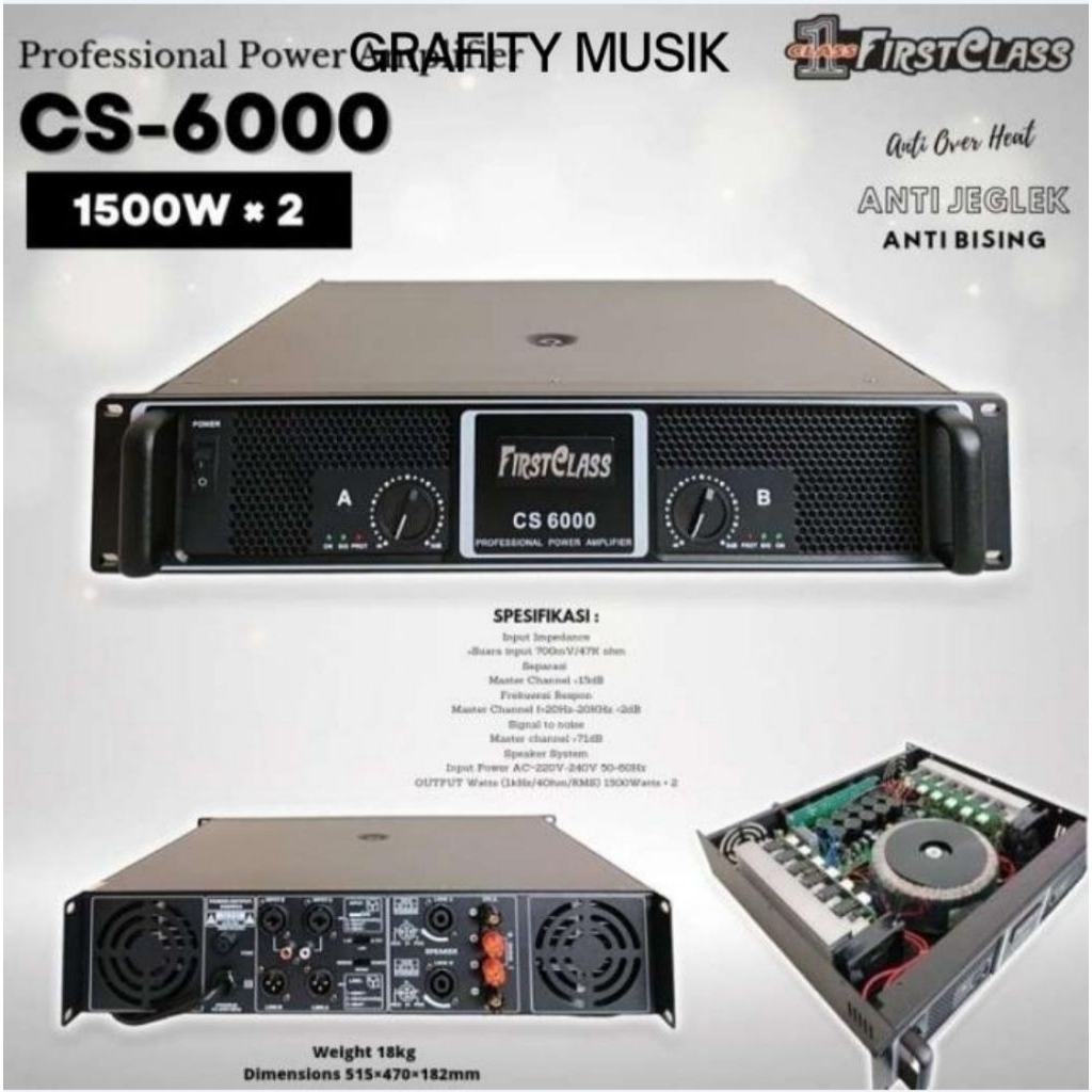 Power Amplifier Firstclass CS-6000 Power Amplifier 2 Channel CS6000