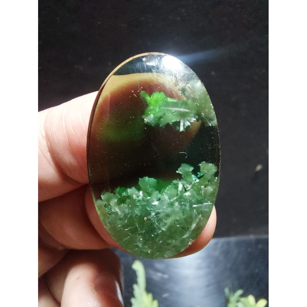 Batu akik pandan suji kembang kol kristal