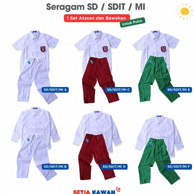KODE W64V Stelan Seragam SD SDIT MI Putra merk Seragam  1 Stel Seragam Putra SD SDIT MI  Seragam Sek