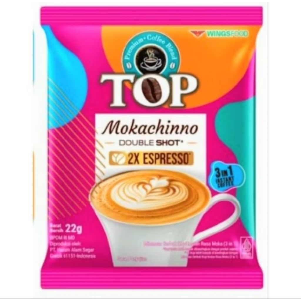 

TERBARU!! Top Coffee Mokachino 3 in 1 @22gr 1 Renceng isi 15 Sachet/TANPA BONUS GELAS
