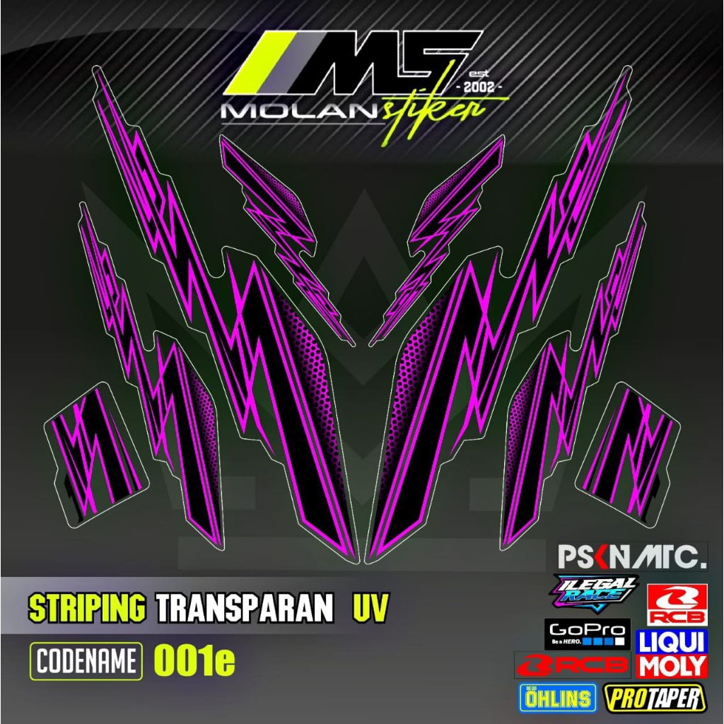 Decal Sticker Striping Variasi Transparan Uv Fino Carbu Fino 110 Karbu 2012-2013 Yamaha Fino 115 Kar