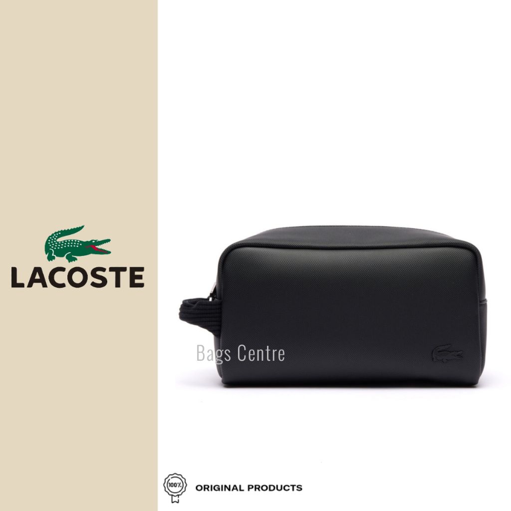 LACOSTE Men Classic Clutch Bag Canvas toiletry bag - Noir Black