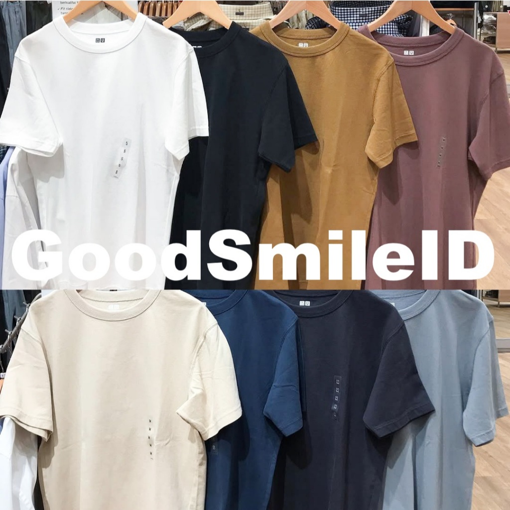 SALE Men T-Shirt Crew Neck Lengan Pendek Kaos Polos Basic Oblong Warna Pria Cowok JASTIP UNIQLO