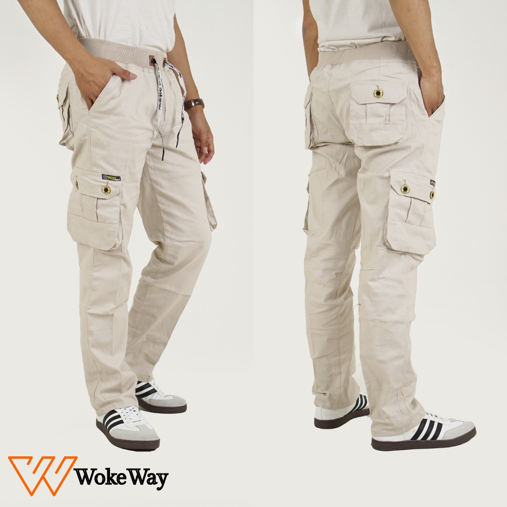 PREMIUM Woke - Celana Cargo Panjang Pria Twill Stretch KEKINIAN