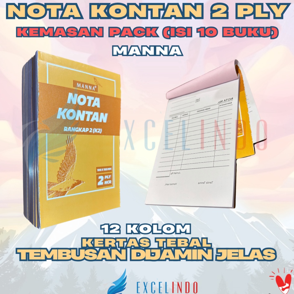 

BISA COD 1 PACKISI 1 BUKU Buku Nota Kontan NCR 2 ply 14 Folio 18mm x 155mm 2 LEMBAR TEMBUSAN DIJAMIN JELAS merk MANNA