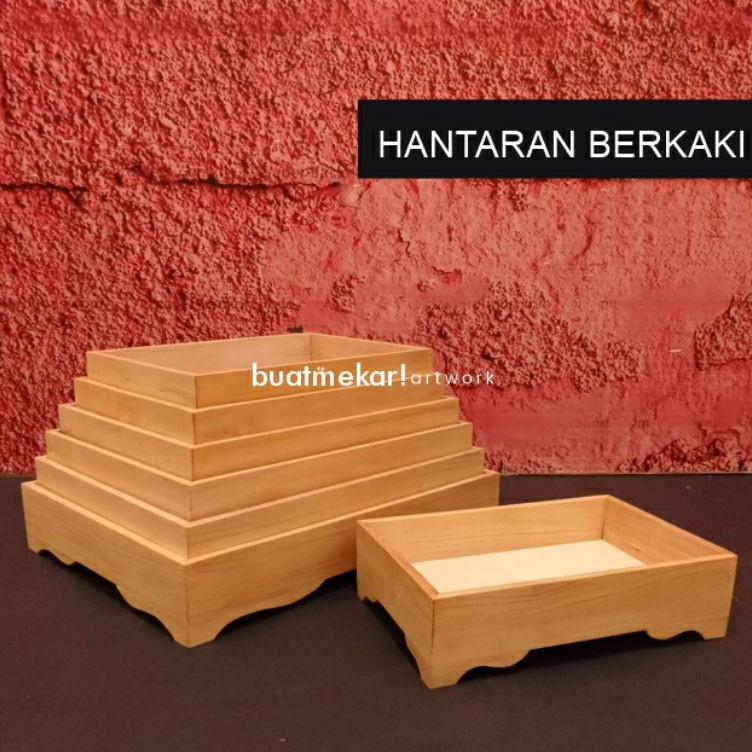 KODE U18W HANTARAN KAYU BERKAKI  seserahan  tray  kotak kayu