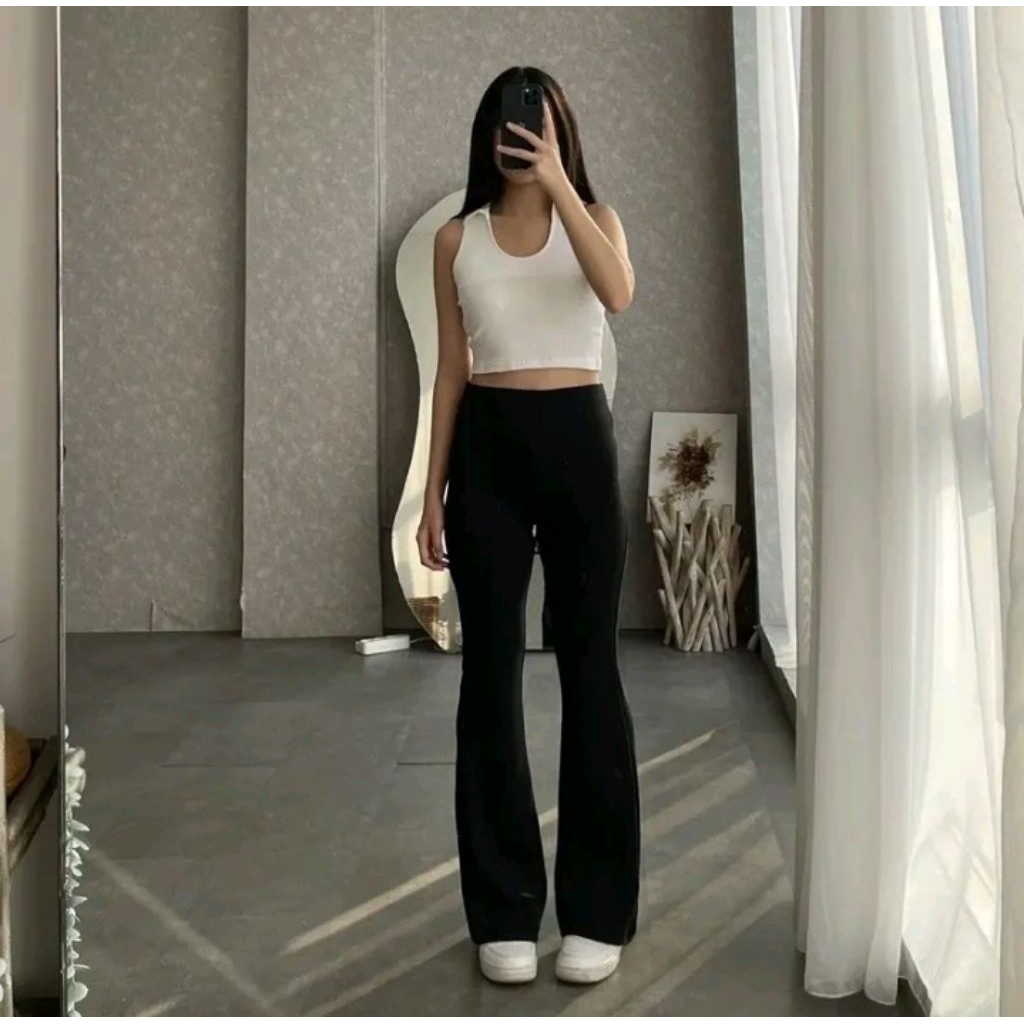 Flare Pants -Celana Kulot Semi Cutbray Wanita -Celana Cutbray Wanita - Highwaist Flare Pants