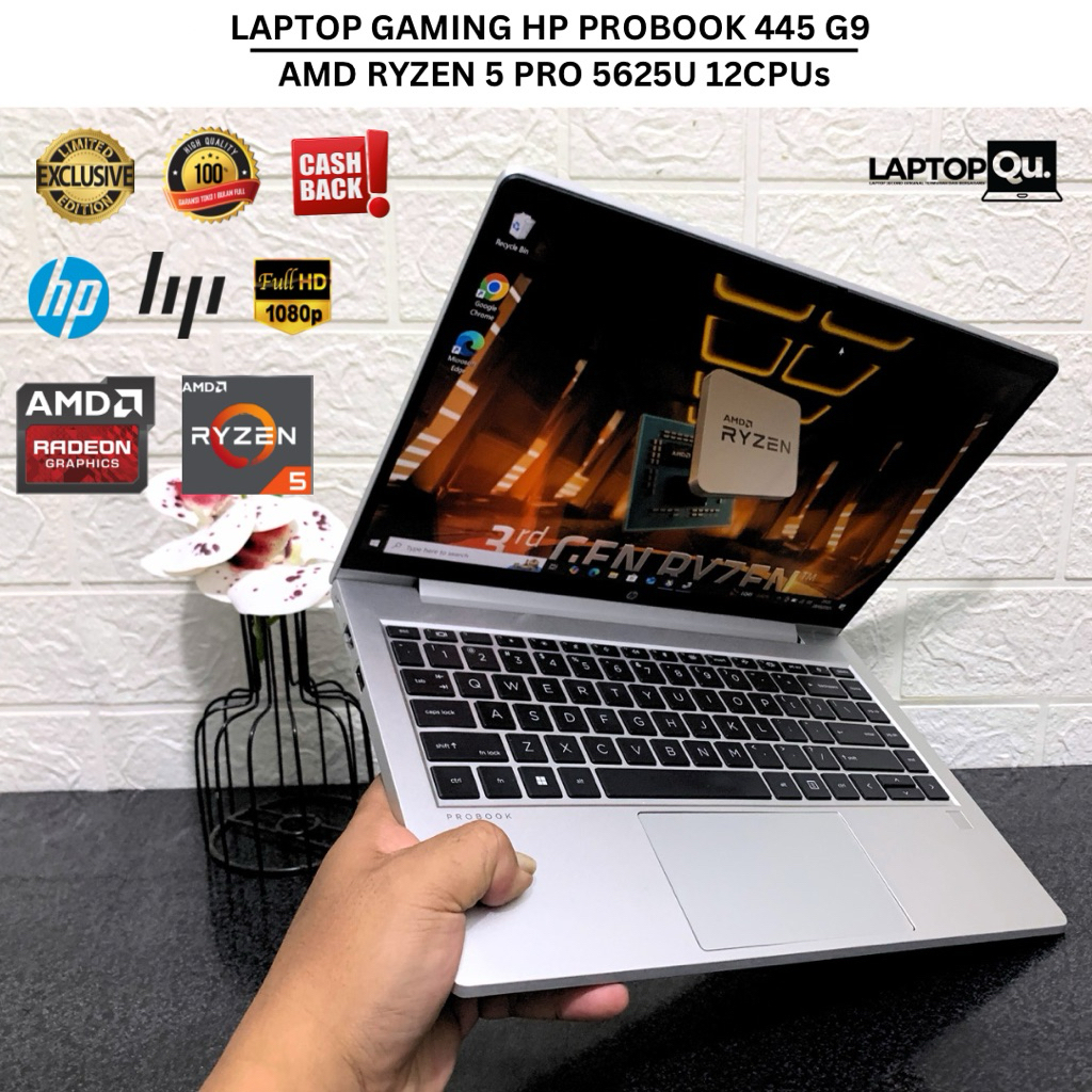 HP PROBOOK 445 G9 AMD RYZEN 5 PRO 5625U RAM 16GB/SSD 256GB/BACKLITE/GAMING
