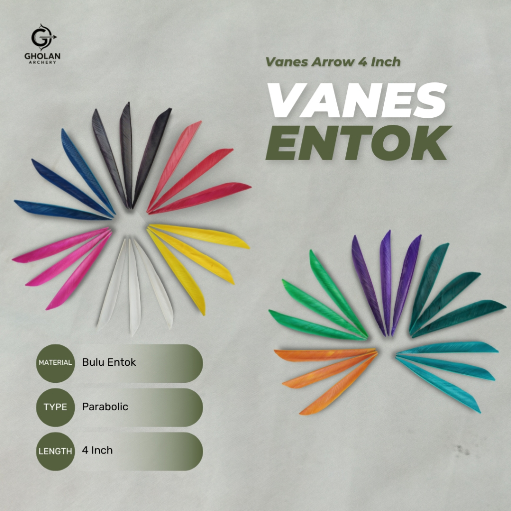 Vanes Bulu Entok Lokal 4" / Vanes Entok Parabolic 4" / Archery