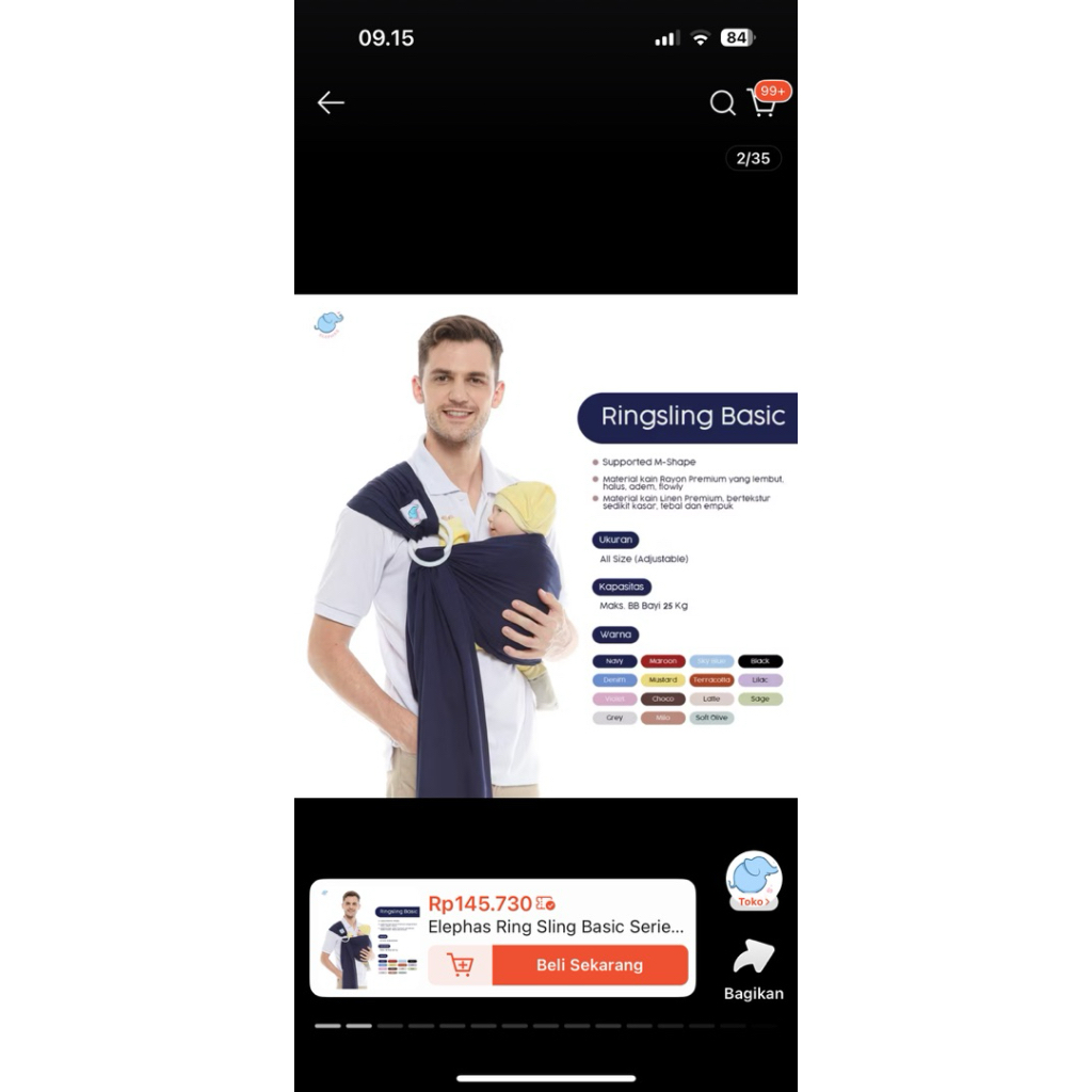 Gendongan Ringsling Elephas Preloved