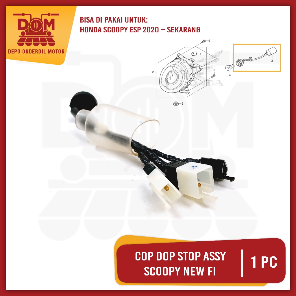 Cop Dop Stop SCOOPY NEW FI Assy (PSP) Fitting Pitingan Bohlam Lampu Belakang Dop Stop Honda ScoopyFi