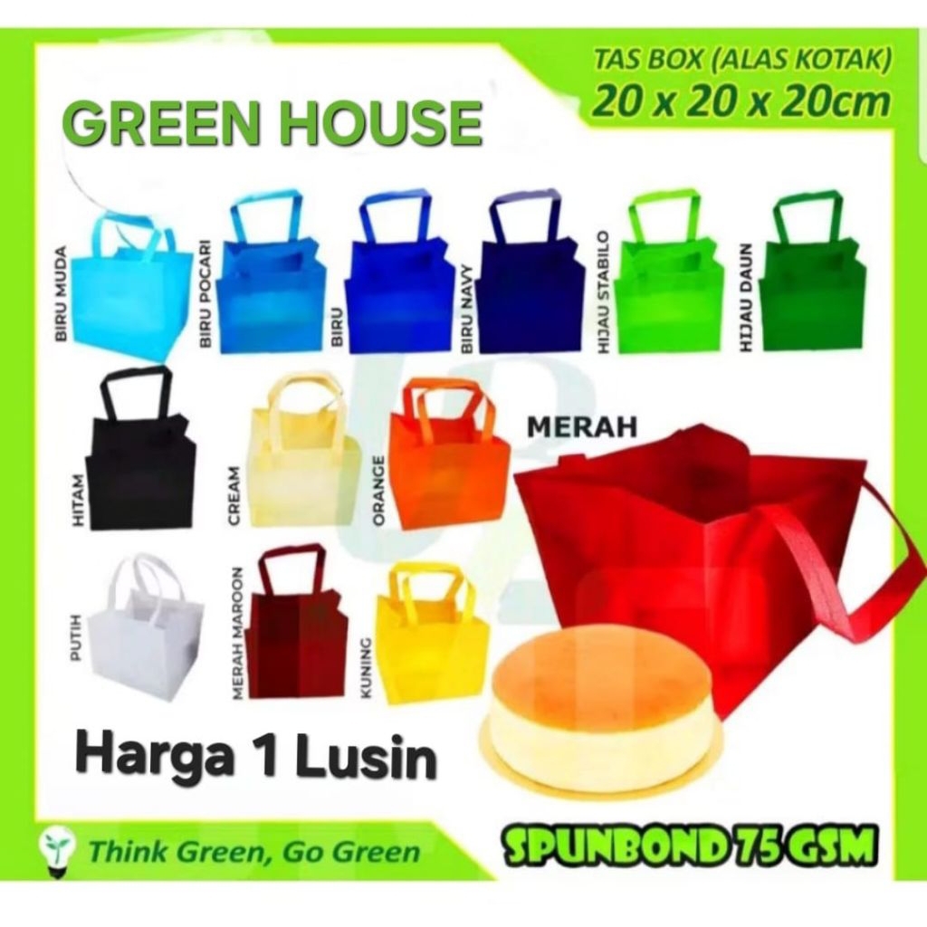 

1pak :12 pcs Tas Spunbond 20x20x20 | Tas Box Nasi Tas Kotak Box Tas Bolu Goodie bag Tas Box Cake Tas Kain Spunbond Tas Kue