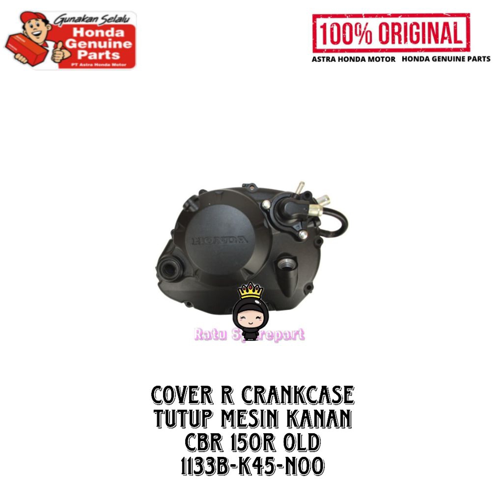Cover R Crankcase Honda CBR 150R Original - 1133BK45N00 - Cover R Crankcase CBR 150R Old - Tutup Mes