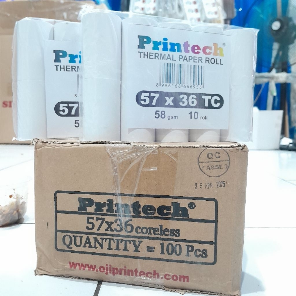 

KERTAS KASIR PRINTECH 1 DOS ISI 10 BUNGKUS/100 ROLL UK 57X36
