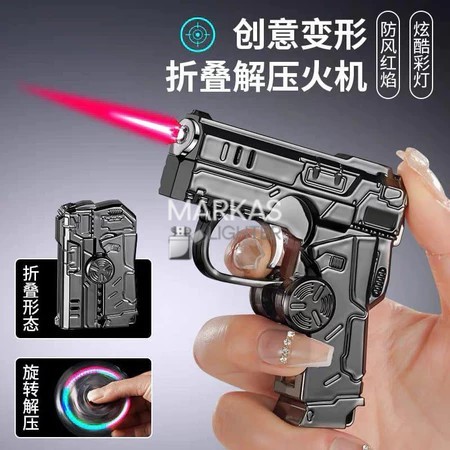 korek api model pistol mainan korek gas spiner pistol metalik bisa di isi ulang
