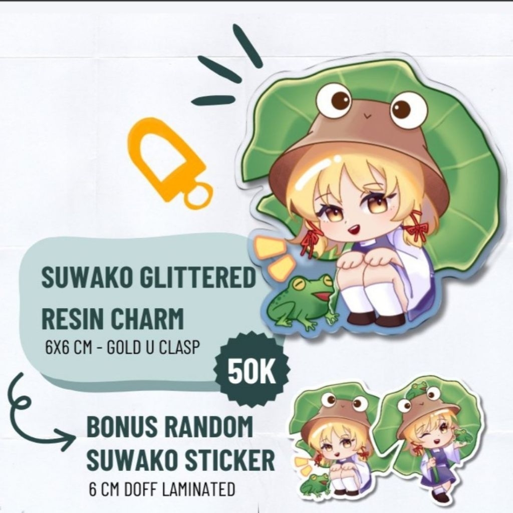 Suwako glittered resin charm/keychain touhou
