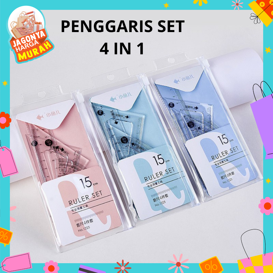 

JHM Penggaris Set 4IN1 15Cm Penggaris Bening Sekolah Isi 4Pcs Lucu Ruller Set Transparant Perlengkapan Sekolah Menggambar Pelajar Mahasiswa Motif Polos Kemasan Ziplock
