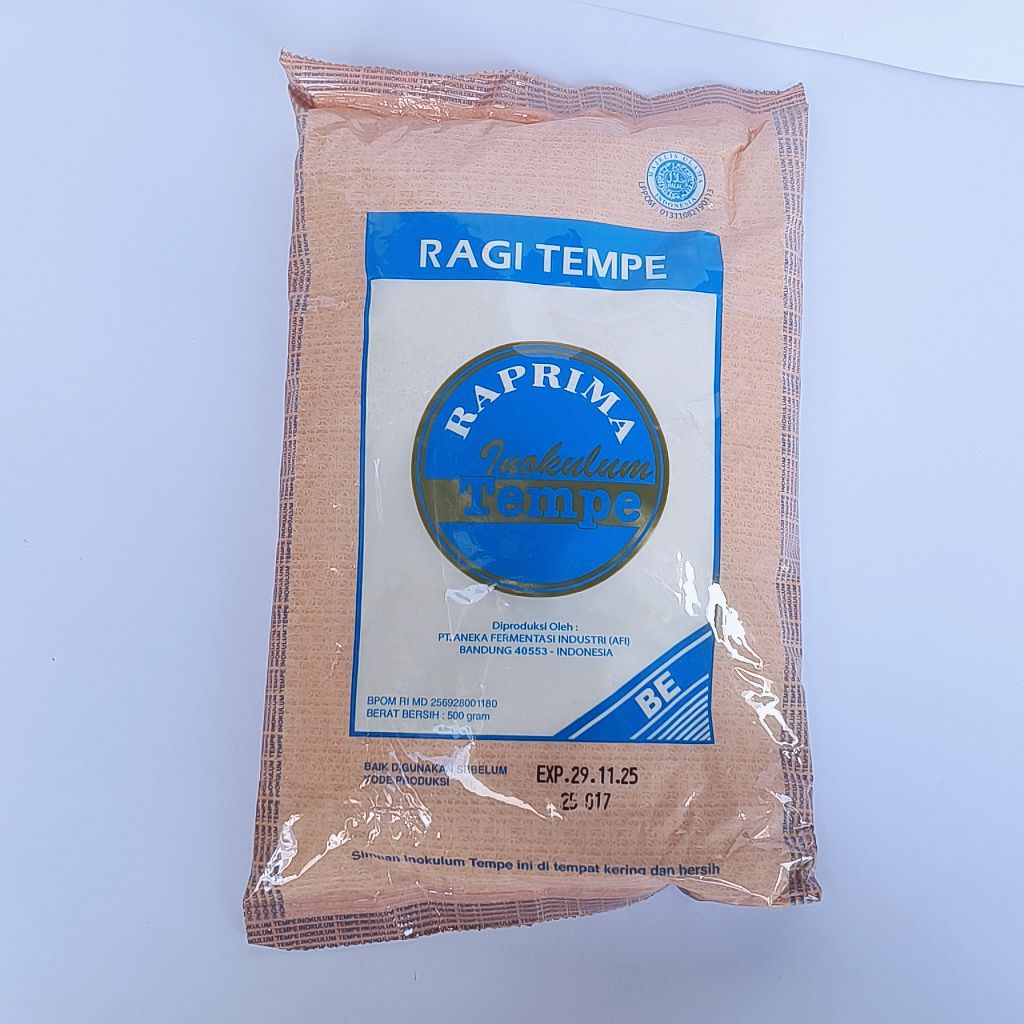 

Ragi Tempe Raprima 500gr | Inokulum Tempe Berkualitas | Tahan Lama & Mudah Digunakan