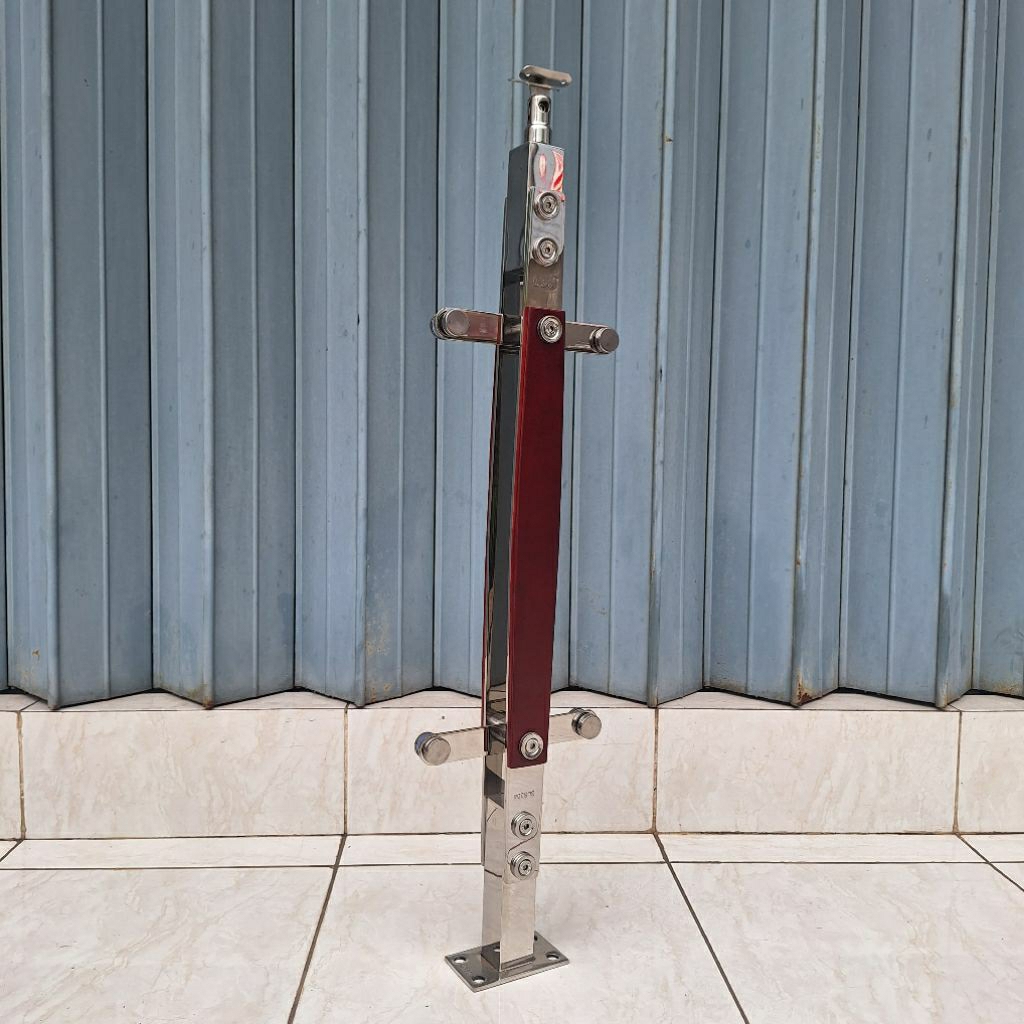 Railing tangga stainless kaca dobel plat/Railing Kaca Minimalis/Railing stainless Kaca Tempered Ss20