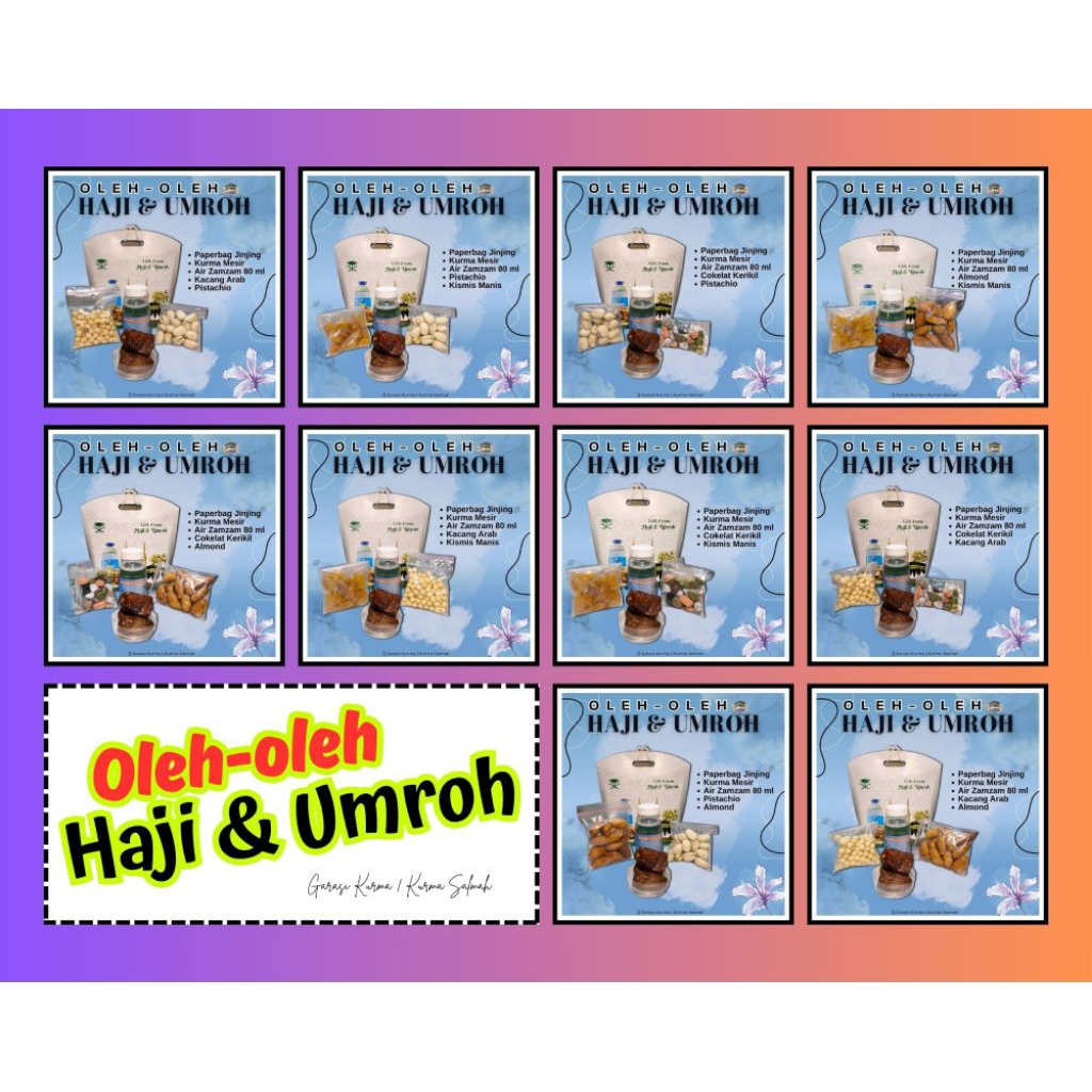 

Oleh-oleh Haji Umroh Premium | Kurma Mesir | Air Zamzam 80 ml | Almond | Pistachio | Cokelat Kerikil
