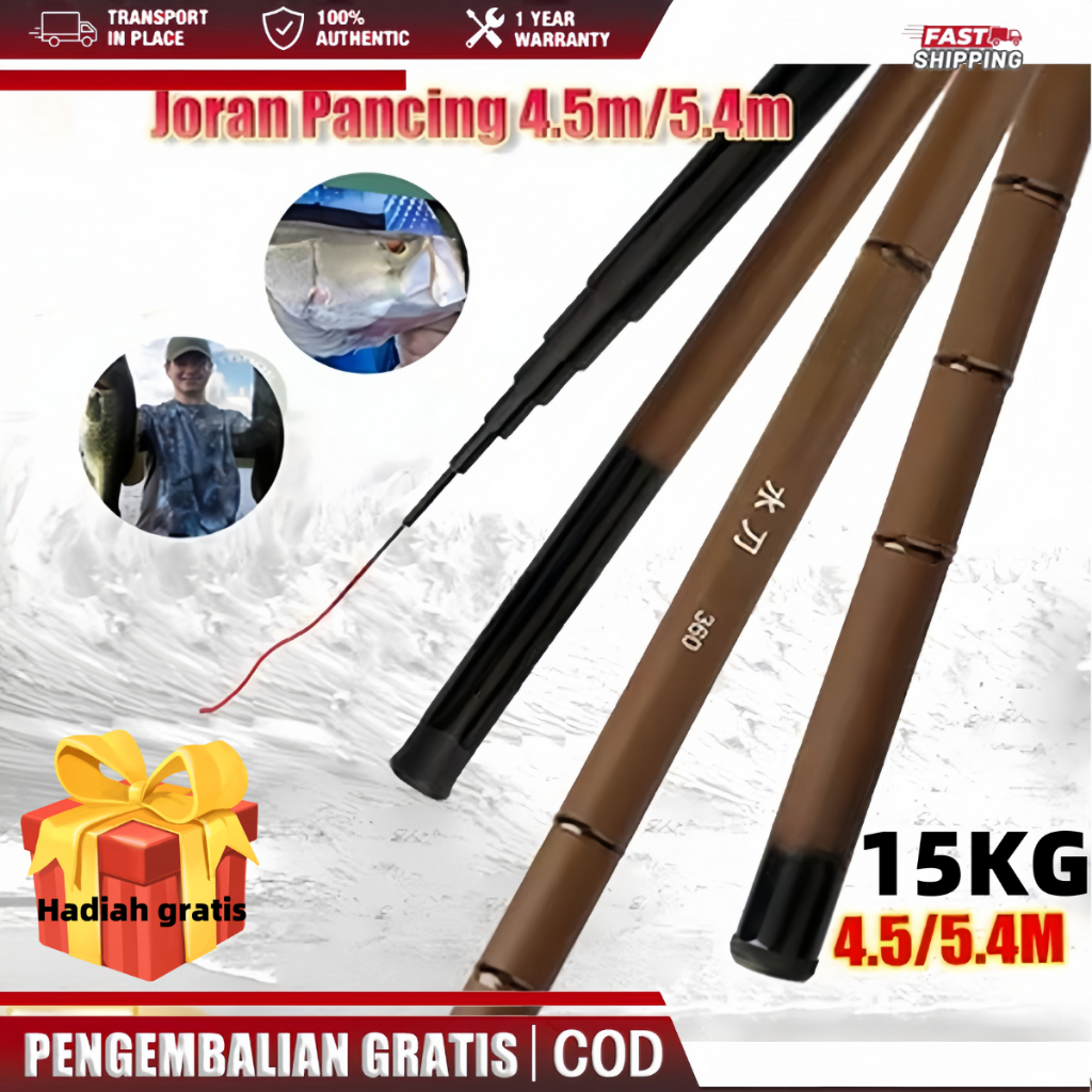 [Rintisanlaut] Joran tegek karbon super kuat tegek pancing super/Joran pancing 3.6m/5.4m tegek ringa
