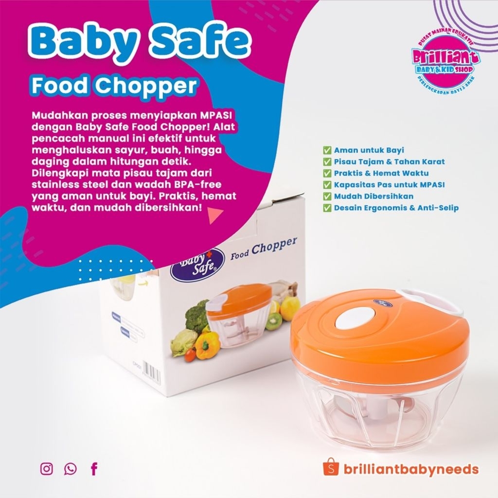 Perlengkapan Makanan Bayi Blender Manual Food Chopper Baby Safe