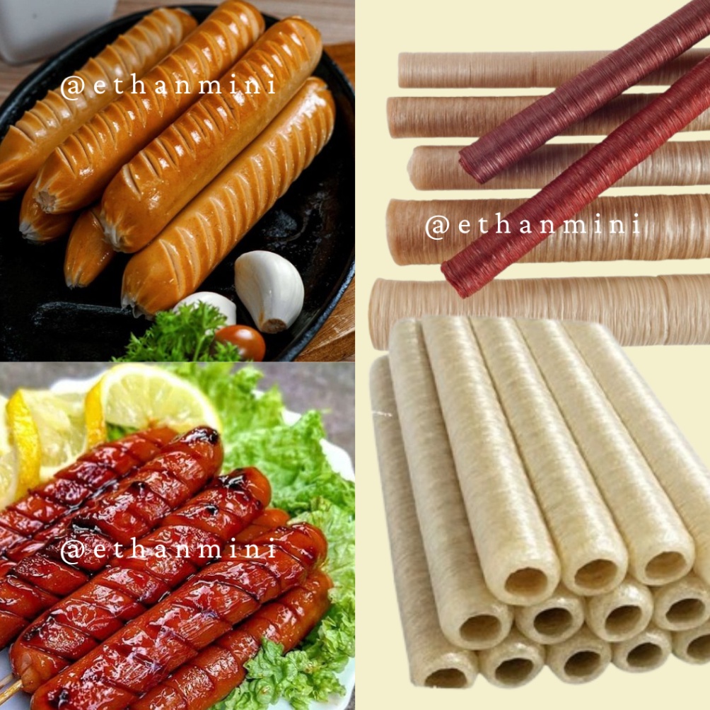 

Super Oke ECO PACK Casing Kulit Selongsong Sosis Plastik Selulosa Kolagen Collagen Edible Halal Food Grade