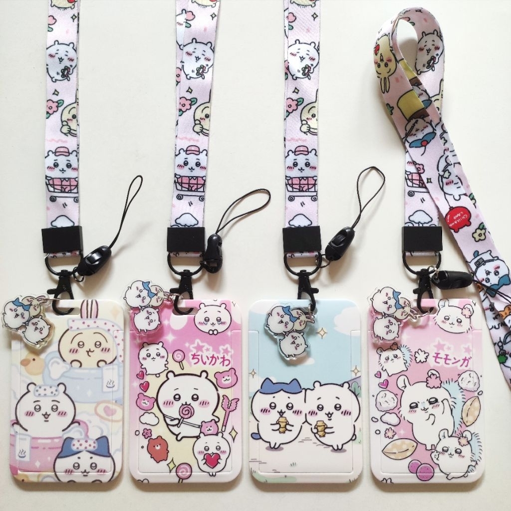 

ID Card Holder Name Tag Lanyard / Kalung Wadah Kartu Identitas Tap E-Money Cute Chiikawa Hachiware