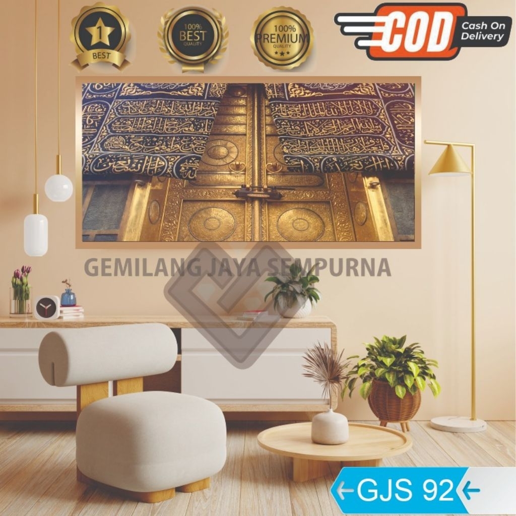 JUMBO Hiasan Dinding Kabah 100cmx60cm Premium Minimalis Lukisan Ruang Tamu Kabah Makkah Masjidil Har
