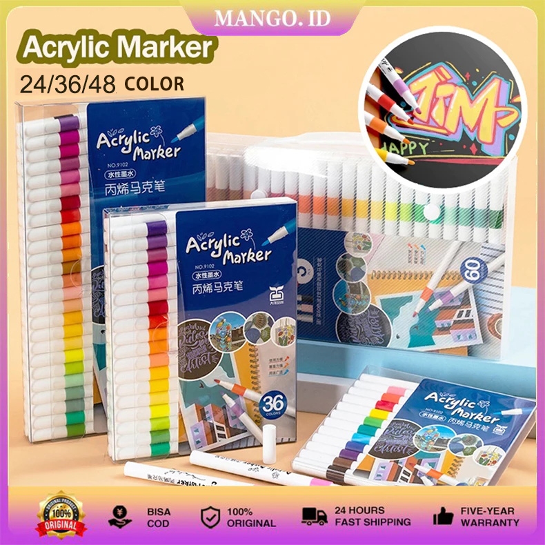 

【COD】Acrylic Marker Set Spidol Akrilik DIY Painting Spidol Pastel Pulpen Highlight Drawing Warna
