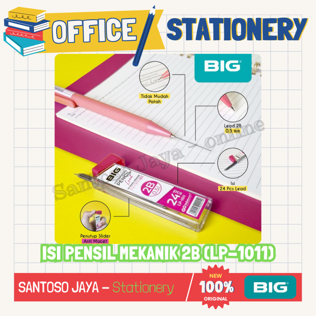 

Isi Pensil Mekanik BIG 2B 0,5mm - Refill Mechanical Pencil BIG 2B 0.5 mm