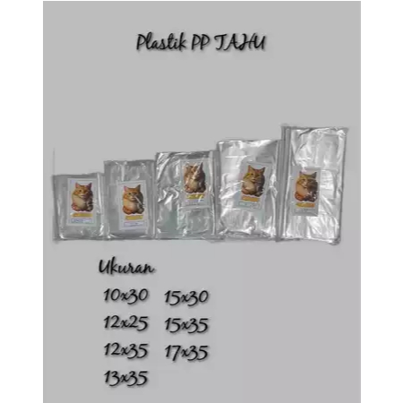 Plastik PP Tahu Uk 10x30 12x35 13x35 15x35 17x35 20x40 10x20 12x25 15x30 isi50pcs