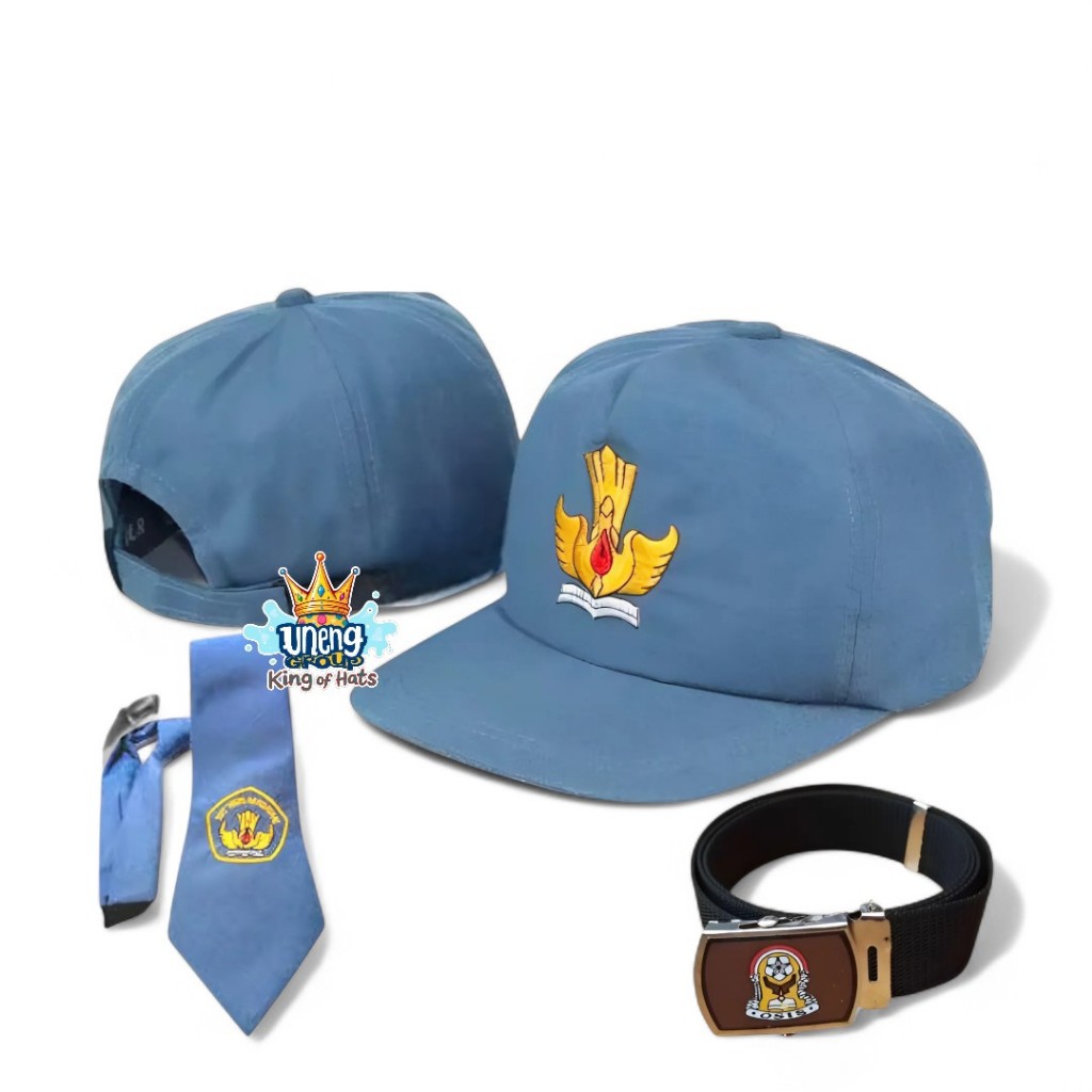Topi Seragam SMA Setelan Bahan Katun | Topi SMA | Dasi SMA  | Sabuk/Gesper SMA SLTA