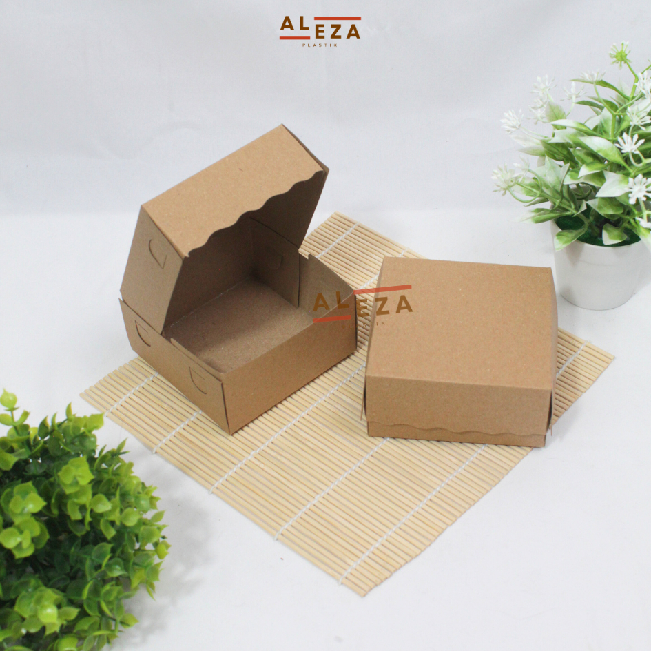 

Box Kue Kraft Laminasi | Box Kueh | Box Donat isi 1 | Box Makanan ukuran 10x10x5 isi 25pcs