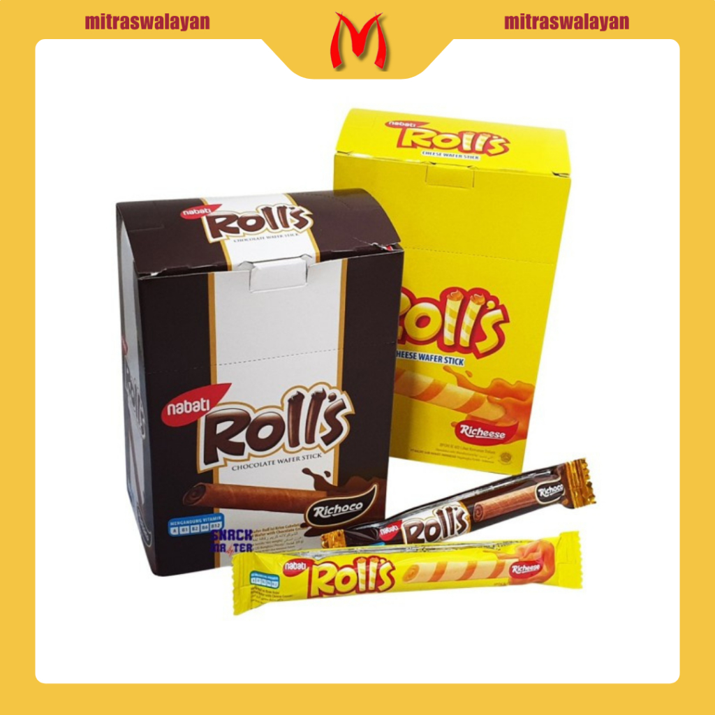 

NABATI Rolls Wafer Stik Keju/Coklat 1 Box Isi 20 pcs