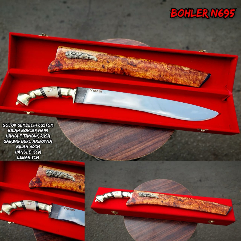 Alat potong sembelih Baja bohler N695 panjang 40 Cm premium Siap pakai