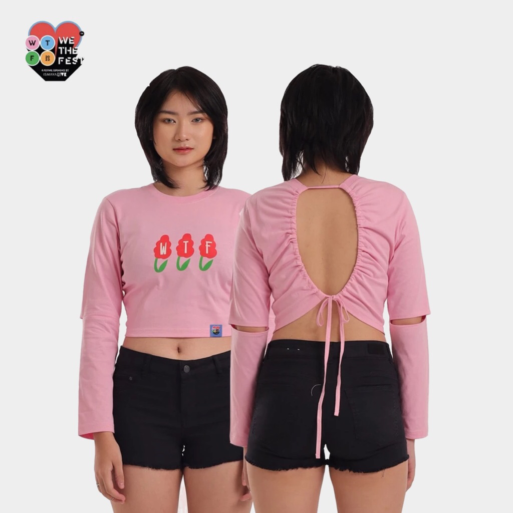 We The Fest Red Floral Pink Cropped Top Official Merchandise