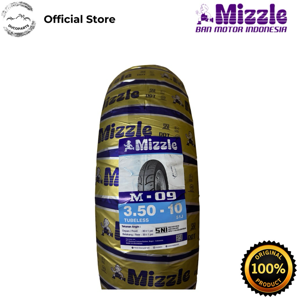 Mizzle M-09 3.50-10 Ring 10 Ban Tubeless Vespa