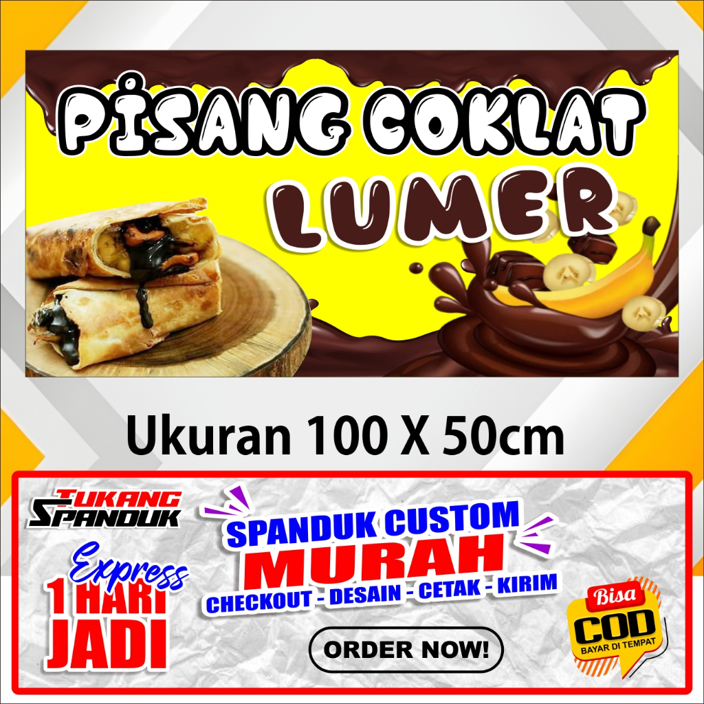 Banner PISANG COKLAT LUMER, Spanduk PISANG COKLAT LUMER, ukuran 100x50 cm, COD / Banner PISANG COKLA