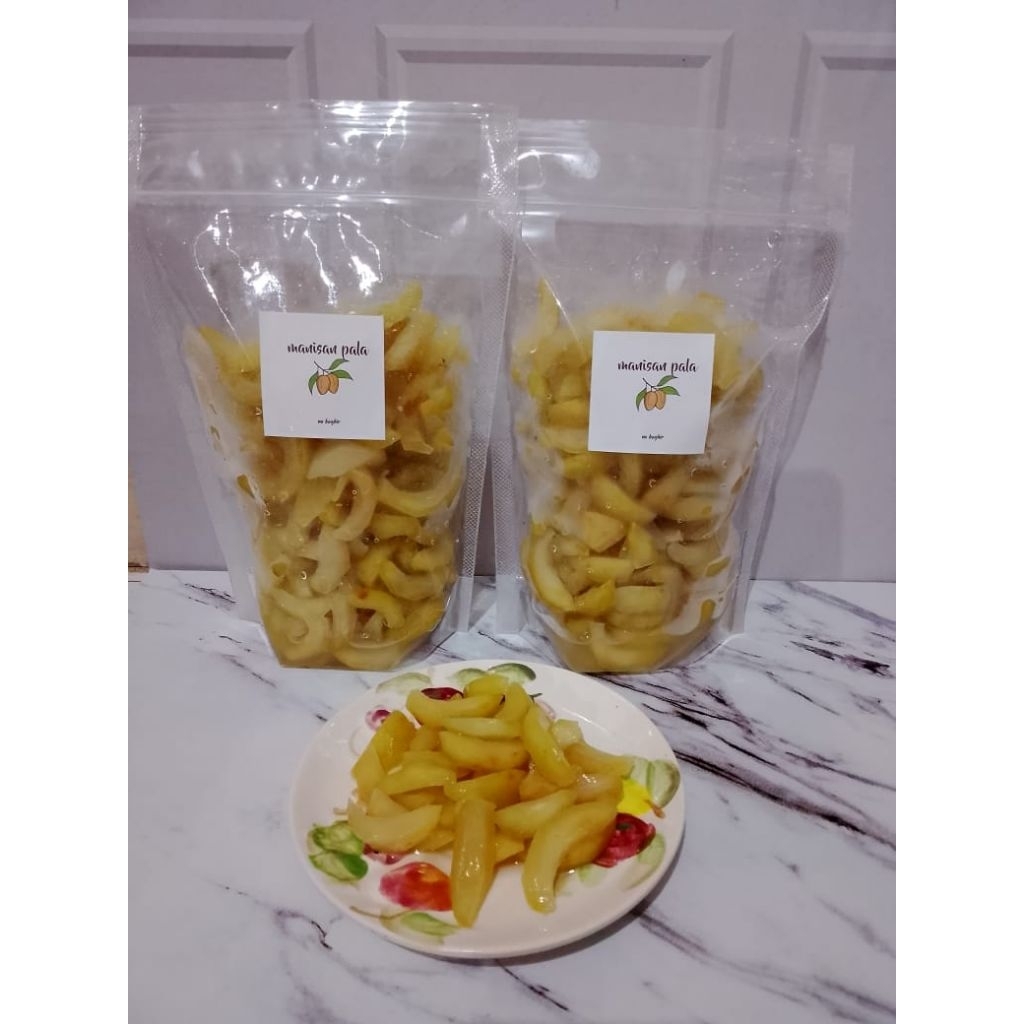 

Makanan ringan sehat Manisan Buah Pala Basah segar 500 Gram tanpa pewarna dan pemanis buatan