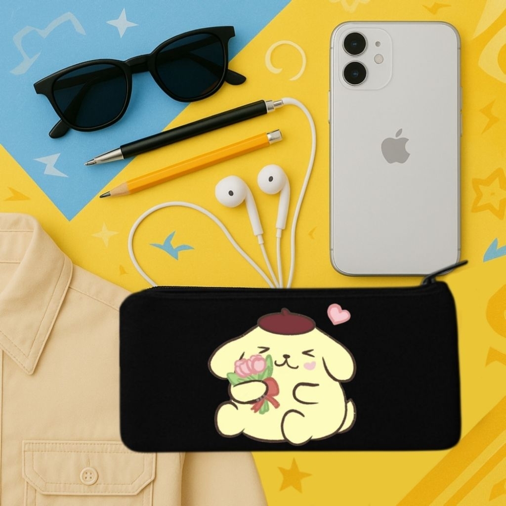 

tempat pensil pompompurin bahan kanvas warna hitam putih