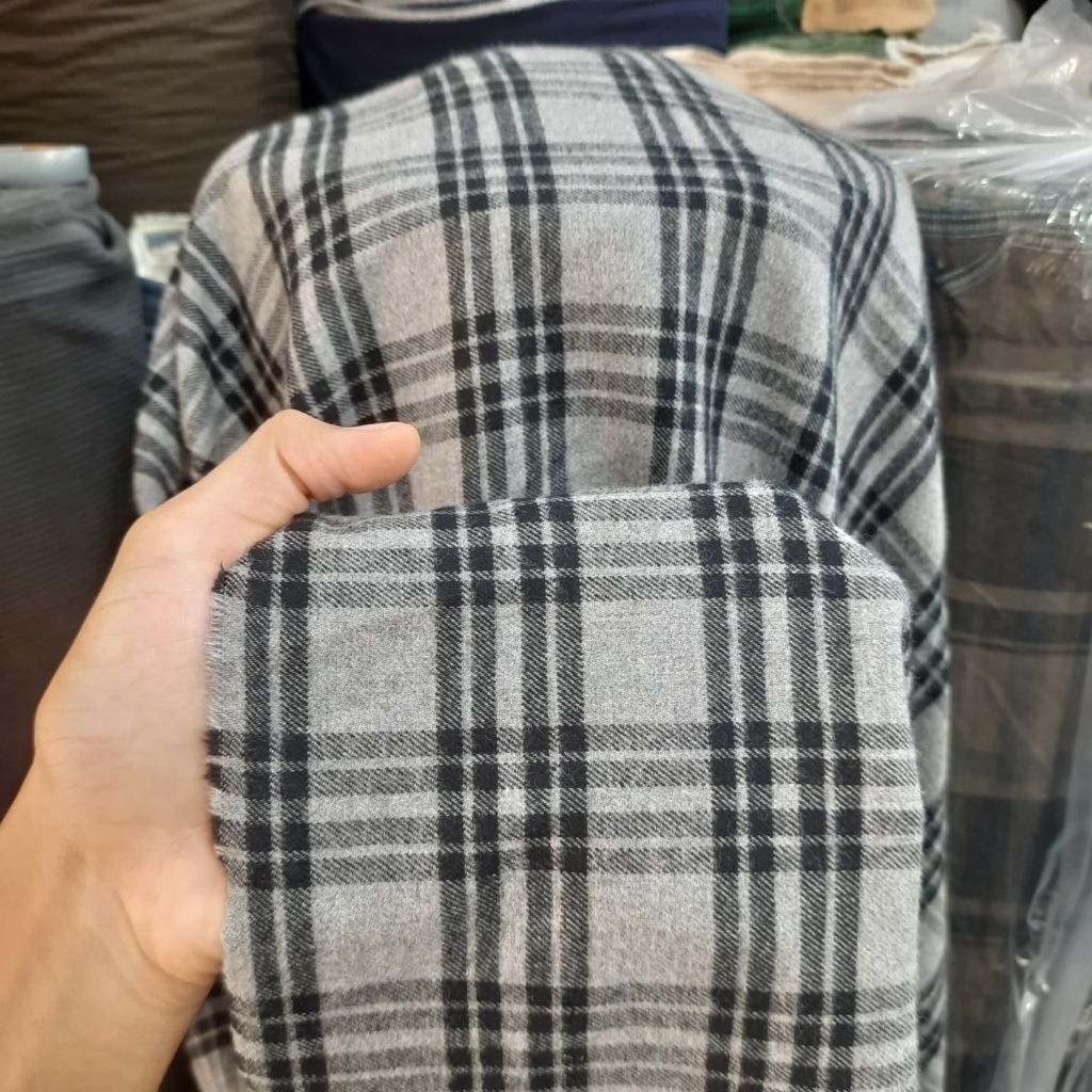 KAIN KATUN FLANNEL KOTAK | Harga/0,5m | kain katun flanel meteran | bahan kemeja flanel | kain katun