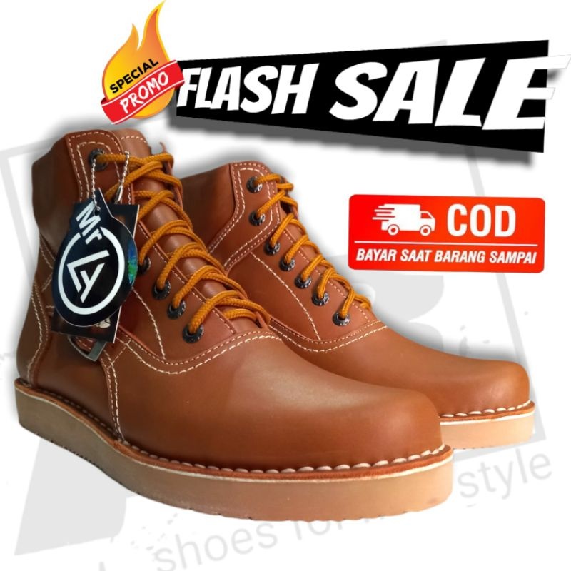 5006Z Brown Sepatu kulit Boot pria Size 39-43  - TokoShoesBandung