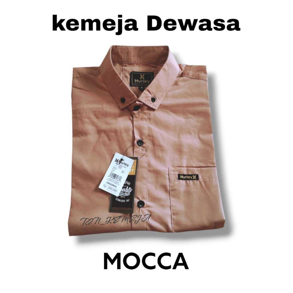Baju Kemeja Polos Pria Warna MOCCA Lengan Pendek Katun Premium Pakaian Atasan Hem Dewasa