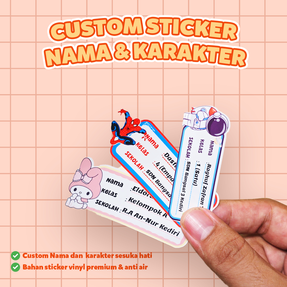 

Sticker custom nama dan karakter lucu