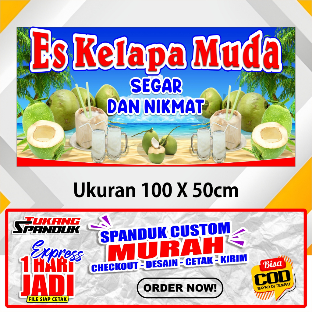 Banner ES KELAPA MUDA, Spadnuk ES KELAPA MUDA, ukuran 100X50 cm, COD / Banner ES KELAPA MUDA, Spadnu