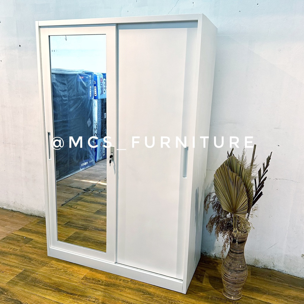 Lemari Baju Pakaian Besi / Aluminium JUMBO Sliding 120cm Mebel Furniture Semarang Demak Boja Kendal