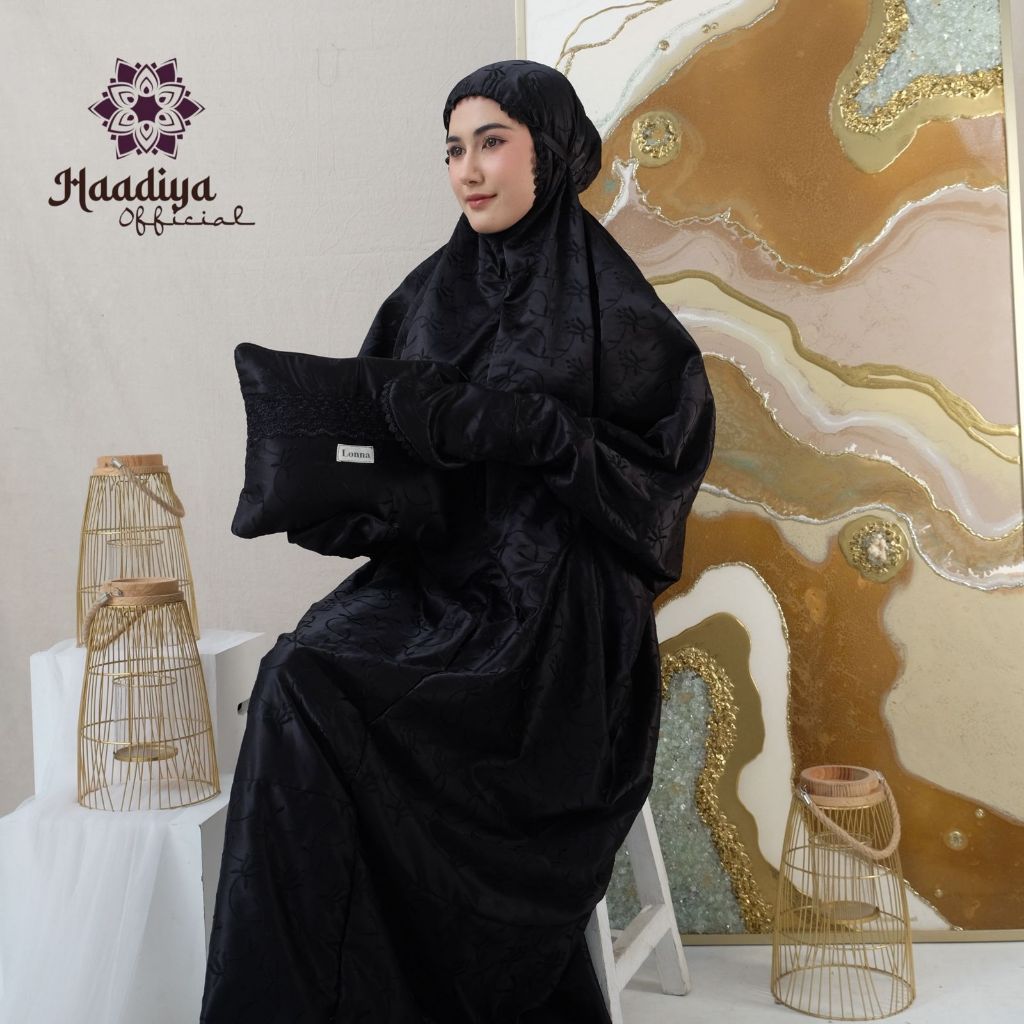 Mukena Terusan Dewasa Sutra Paris Full Bordir Renda Mewah