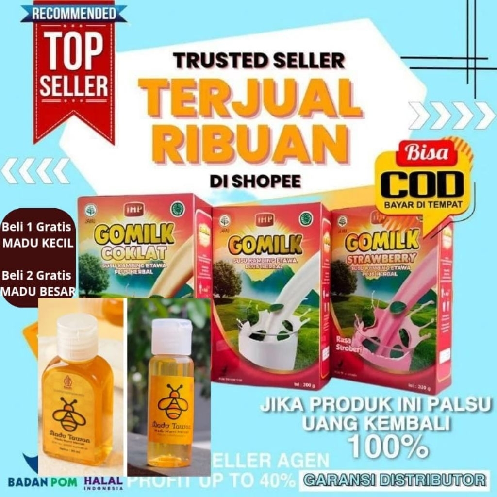 

(GRATIS MADU) GOMILK SUSU KAMBING ETAWA HERBAL 200 GRAM